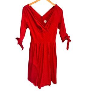Unique Vintage Red & Black Polka Dot Fit & Flare Dress - size Large